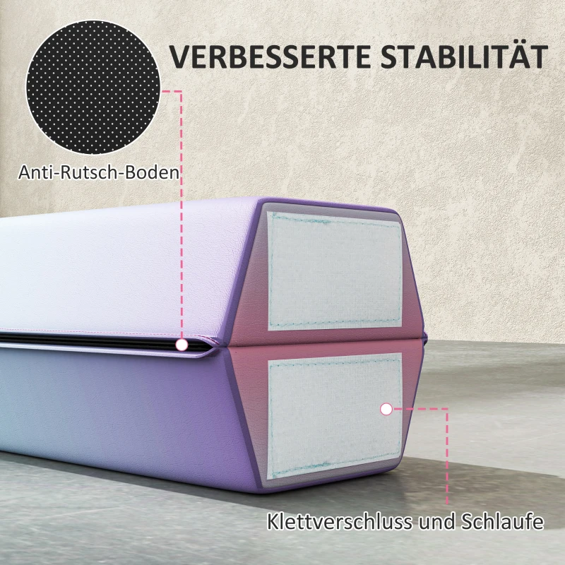SPORTNOW Schwebebalken 2,4 m, faltbar, rutschfester Boden, für 3+ Jahre, bis 80 kg, Mehrfarbig