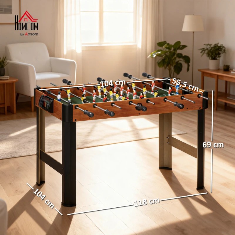 HOMCOM Tischkicker, Tischfußball-Set, 2 Bälle, rutschfeste Griffe, für Jugendliche Erwachsene, Punkteanzeige, MDF, Metall, Bunt