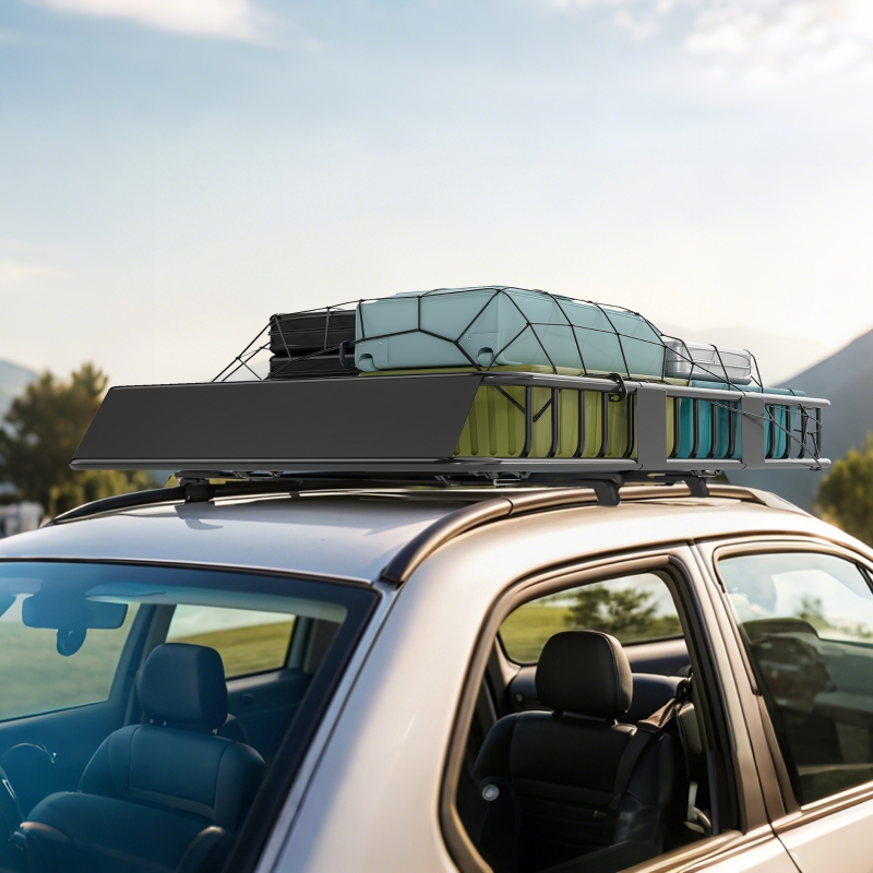 HOMCOM Porte-bagages Galerie de toit pour voiture en métal réglable en longueur de 109 à 162L cm Charge max 100kg