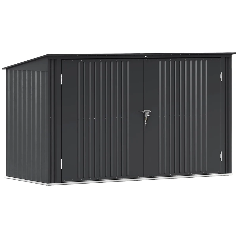 Outsunny Copribidoni in Acciaio per 3 Cassonetti da 240L con 2 Porte e Coperchio, 233x105x118.5/133 cm, Grigio Scuro
