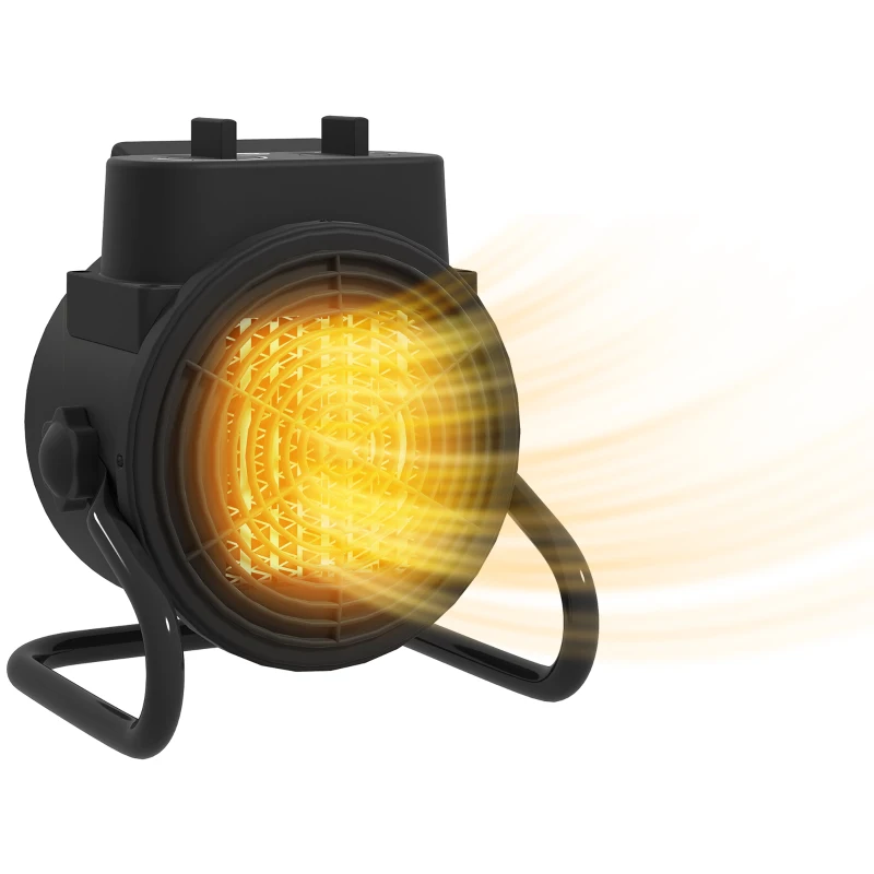 HOMCOM Heizgerät, Heizlüfter mit 3 Modi, einstellbarem Thermostat, Griff, Überhitzungsschutz, 21,5 x 15,8 x 22 cm, Schwarz