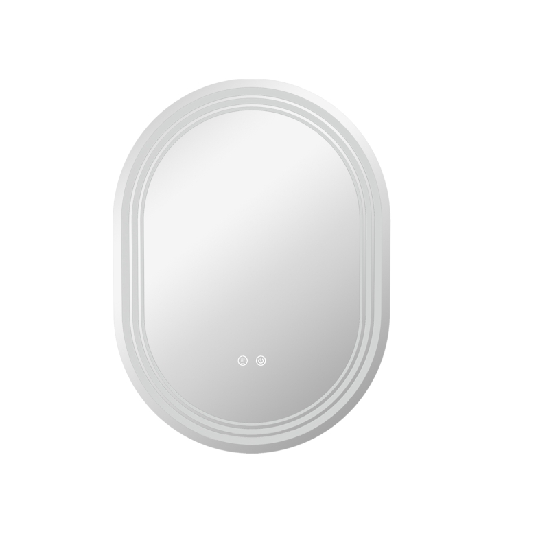 kleankin Miroir de salle de bain ovale lumineux LED 3 couleurs luminosité réglable interrupteur tactile, anti-buée, 70 x 50 cm