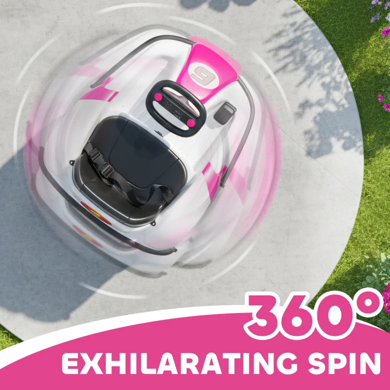 AIYAPLAY Kids Bumper Car with 360-Degree Rotation, 6V Electric Ride On Car with Music and Horn for 3-8 Years Old, Pink