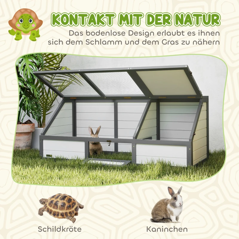 PawHut Schildkrötenbox, Outdoor Schildkrötengehege, bodenloses Design, leicht zu öffnen, Schildkrötenhaus, Weiß(m-5)