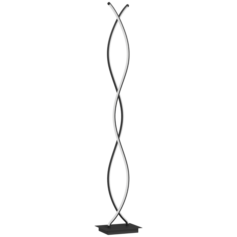 HOMCOM Lampadaire sur pied salon, lampe salon 3 niveaux de luminosité réglables à double spirale avec interrupteur à pied, noir