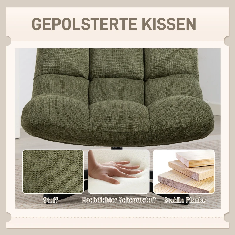 HOMCOM Sessel Drehbar Loungesessel mit Breiter Sitzfläche, wasserabweisend Chenille-Optik, gekreuzt Stahlbeine, Grün