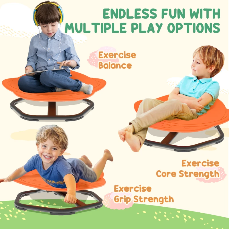 AIYAPLAY Planet-Shaped-kids Swivel Chair, Sensory Spinning Chair for Balance, Coordination Training, Orange