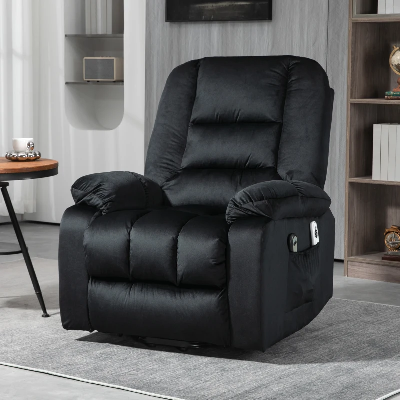 HOMCOM Fauteuil releveur électrique fauteuil de relaxation inclinable 8 points de massage vibrants 85 x 94 x 107 cm noir(m-10)