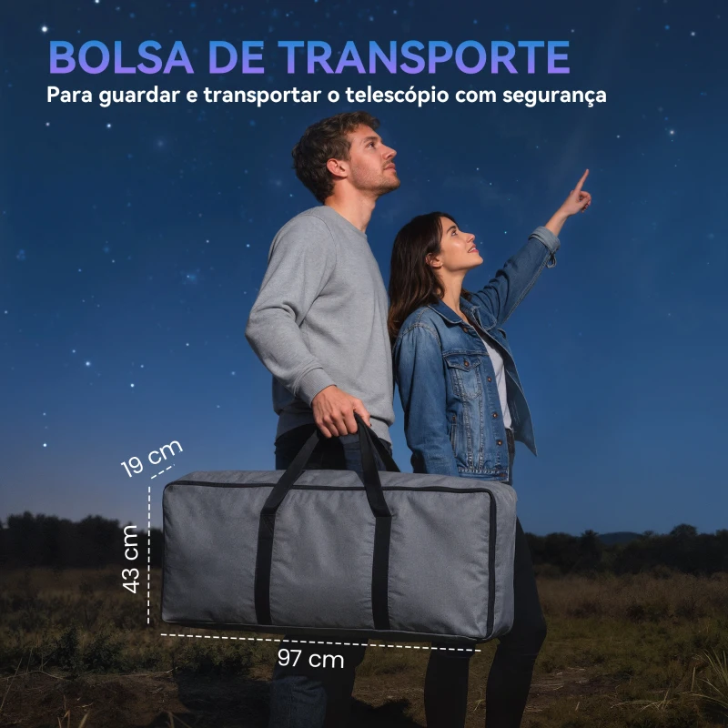 Outsunny Telescópio Refletor Abertura de 114 mm 16X-120X, 470 mm com Lente Barlow Tripé Ajustável 86x86x145 cm Azul Escuro e Preto