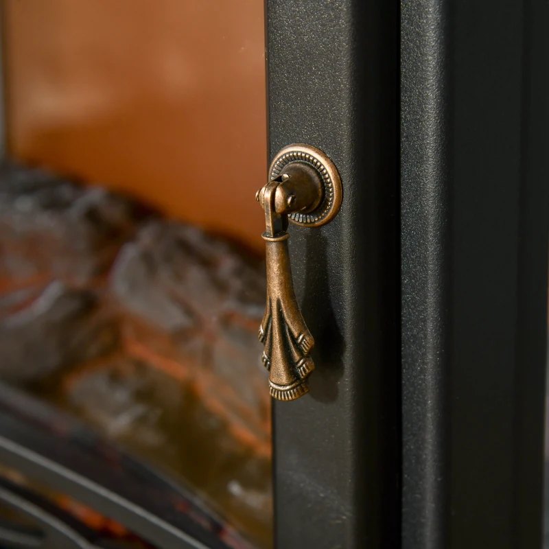 HOMCOM Elektrische haard met verwarming, 1800 W elektrische haard met LED vlam effect(m-10)