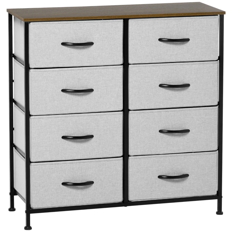 HOMCOM Commode à 8 tiroirs en tissu non tissé meuble de rangement tiroir pliant - structure acier 80 x 30 x 81,5 cm noir