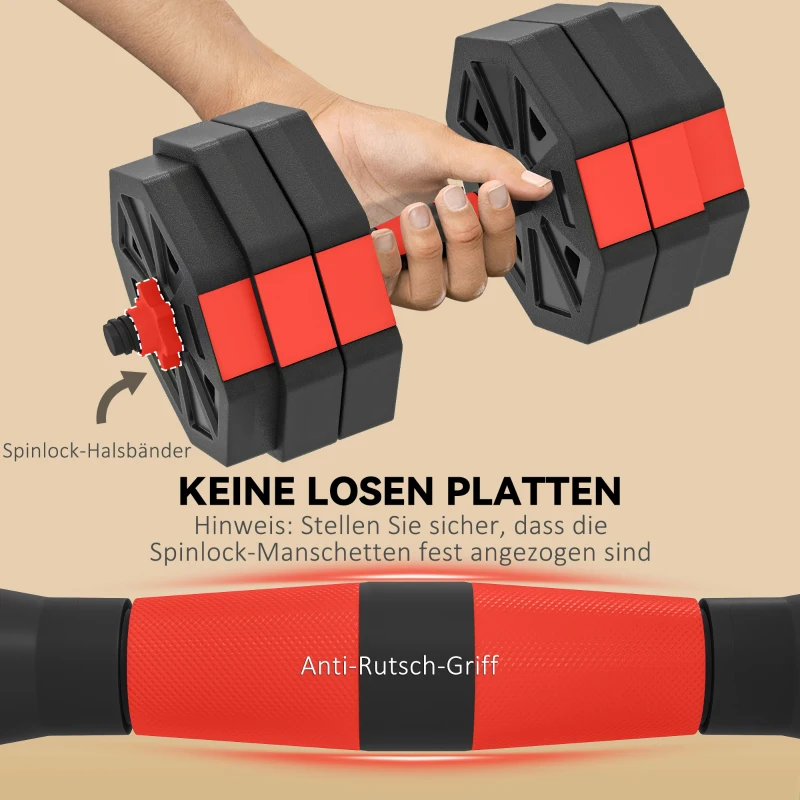 SPORTNOW 4-in-1 Hantelset Kurzhantel Set Kurzhanteln Langhanteln verstellbar 25 KG für Krafttraining Zuhause