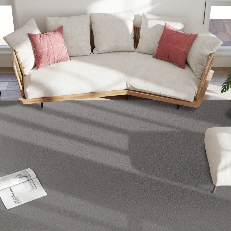 HOMCOM Tapis salon 200 x 140 cm tapis à poils longs, lavable en machine, antidérapant, en fausse fourrure, gris clair