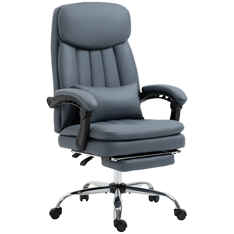 Vinsetto Fauteuil de bureau direction massant chauffant hauteur réglable dossier inclinable repose-pied gris