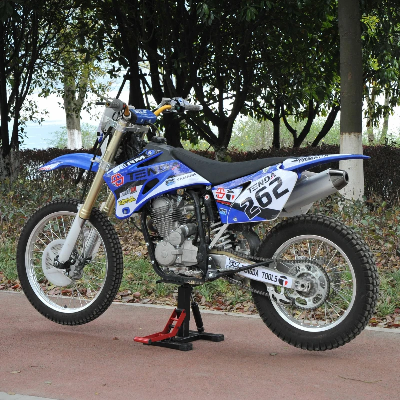 HOMCOM Support universel de moto réglable cric hydraulique Support de motocross Absorbeur de chocs 150kg de charge