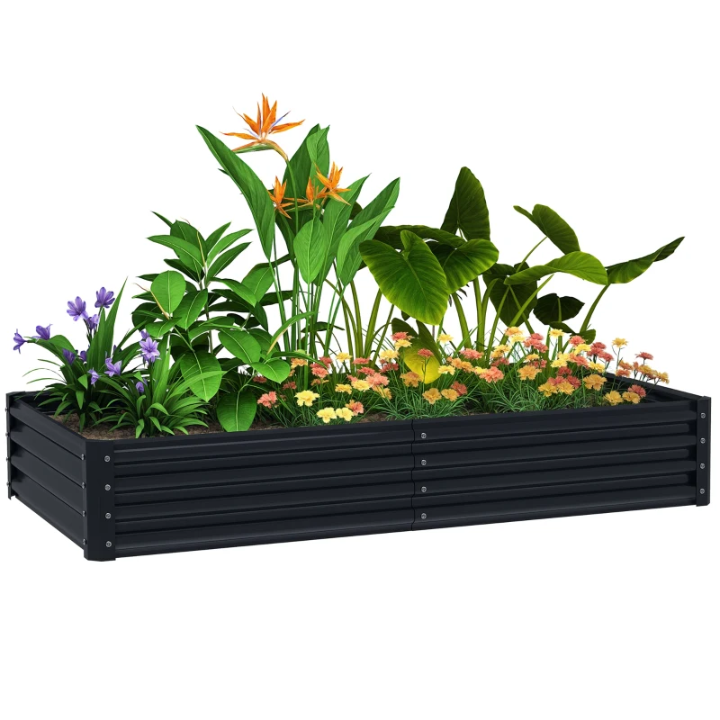 Outsunny 180 x 90cm Galvanised Steel Open Planter - 84H-211V00CG