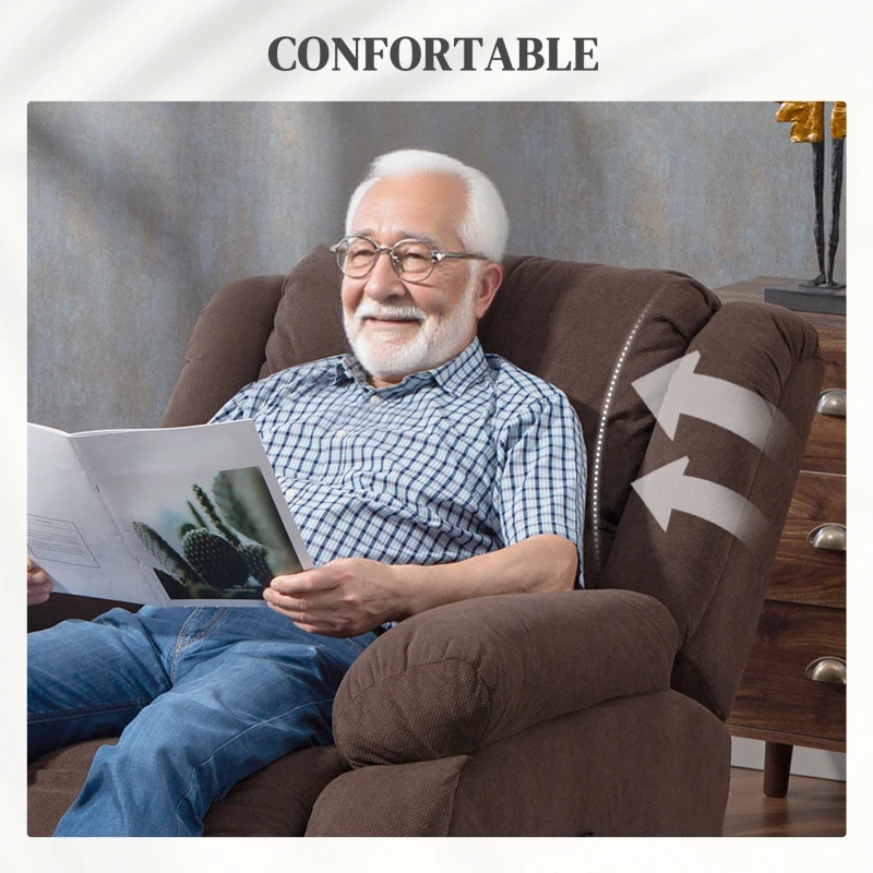 HOMCOM Fauteuil releveur électrique, fauteuil relax électrique avec fonction massage et chauffage, 93 x 104 x 100 cm, marron