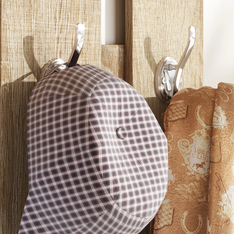 HOMCOM Meuble d'entrée vestiaire panneau porte-manteau, miroir et banc à chaussures - 6 crochets 90x10x102cm effet bois naturel