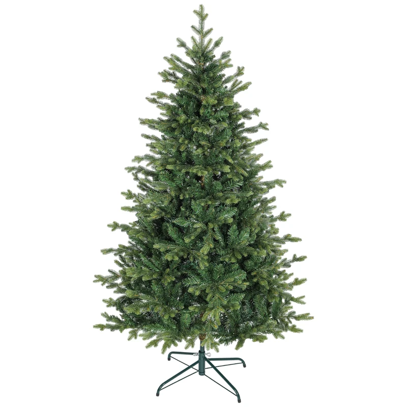 HOMCOM Sapin de Noël artificiel 180 cm, arbre de Noël réaliste avec 1660 pointes de branche articulée, support en métal, vert