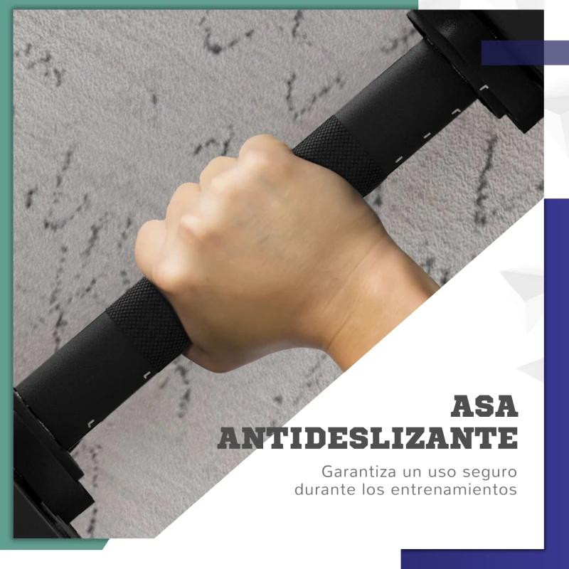 SPORTNOW Juego de Mancuernas Ajustables 15 kg 2 en 1 con Barras Conexión y Mangos Antideslizantes para Gimnasio en Casa Negro