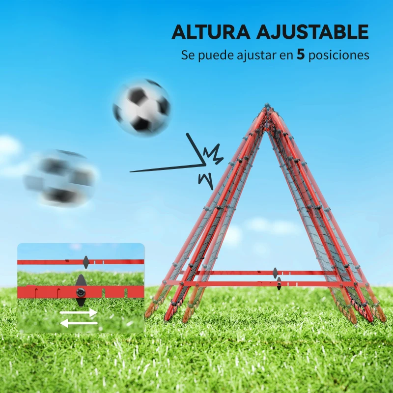 HOMCOM Red de Rebote Plegable con Ángulo Ajustable para Entrenamiento de Fútbol Béisbol y Tenis 100x95x90 cm Rojo