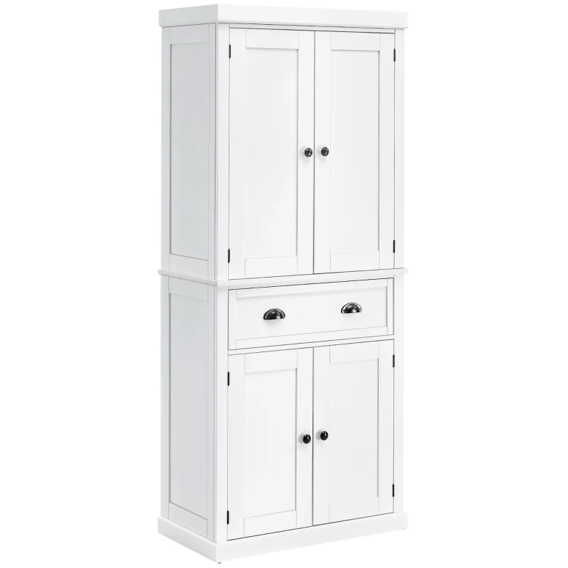 HOMCOM Mobile Cucina con Armadietto Superiore e Inferiore e Cassetto Centrale in Legno, 76x40.5x184 cm, Bianco