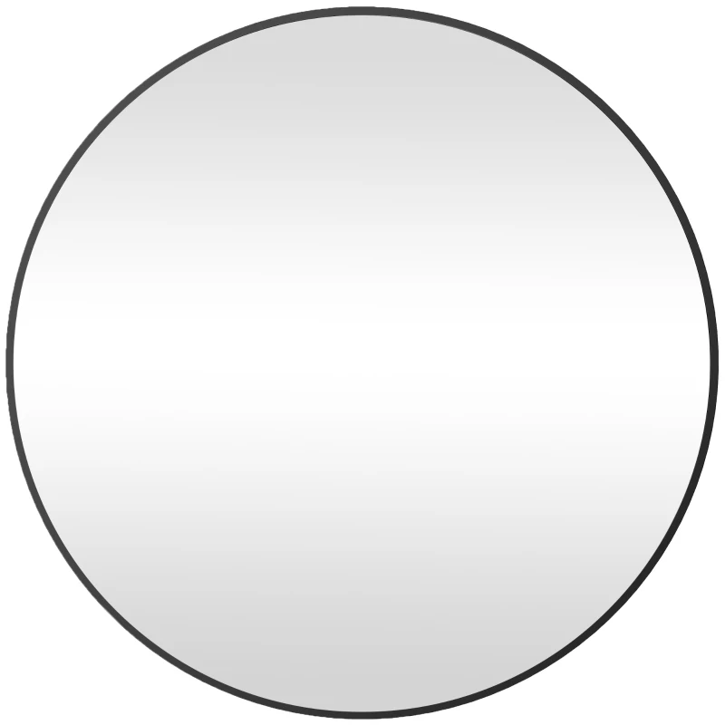 HOMCOM Miroir rond miroir salle de bain cadre en métal facile à installer, pour chambre, salon, entrée, Ø 70 x 2,5 cm noir