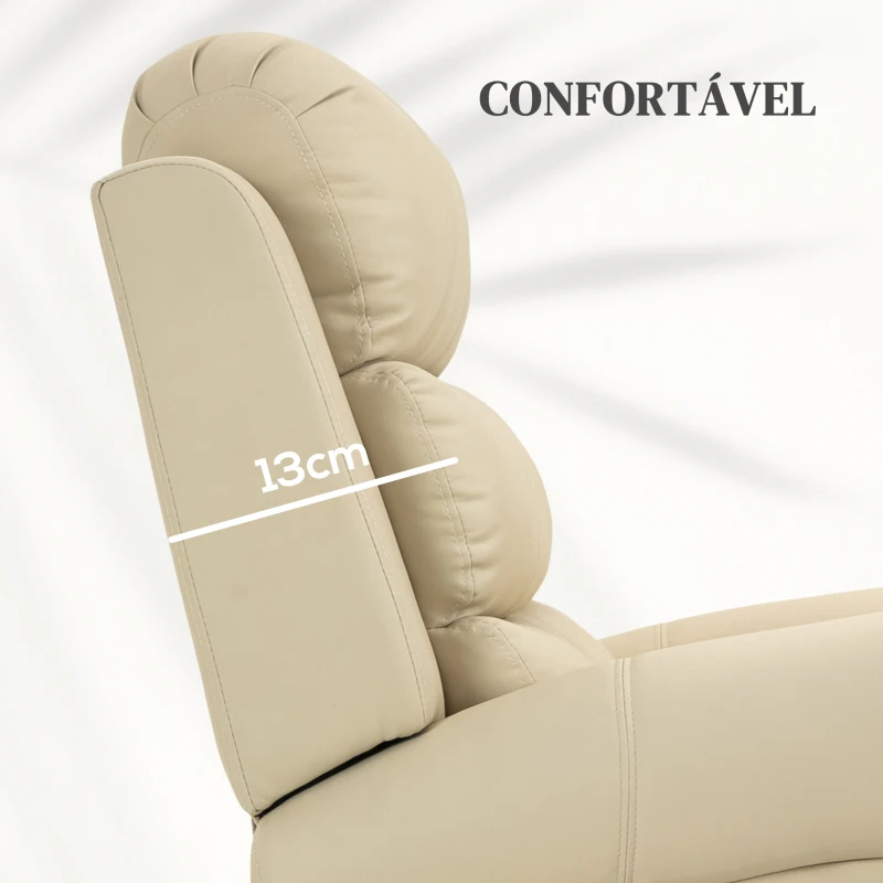 HOMCOM Poltrona Reclinável Elétrica Levanta Pessoas com Massagem Vibratória e Aquecimento  98x96x105 cm Creme