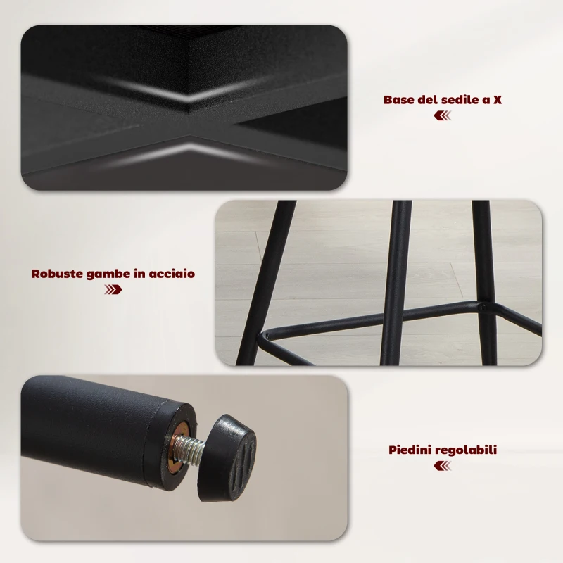 HOMCOM Set 2 Sgabelli da Bar con Schienale e Poggiapiedi, Rivestimento in Tessuto e Gambe in Acciaio, Grigio