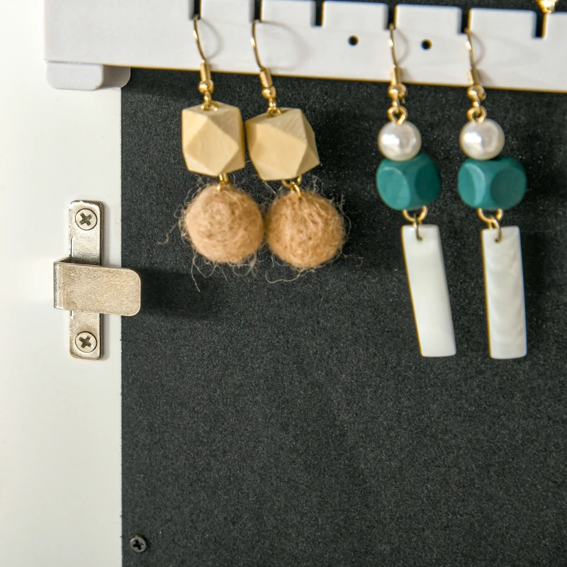 HOMCOM Schmuckschrank mit LED Spiegelschrank Schmuckregal Schmuckorganizer Standspiegel mit 4 Ablagen 46 x 36,5 x 151,5 cm