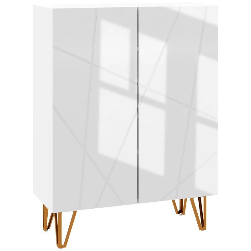 HOMCOM Meuble à chaussures meuble de rangement à chaussures 2 portes étagères réglables 72 x 31,5 x 95 cm blanc laqué