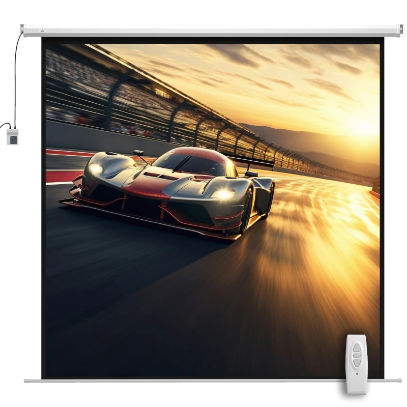 HOMCOM Écran de projection motorisé 120 Pouces, 4K HD électrique, montage mural ou plafond, panneau de commande et télécommande