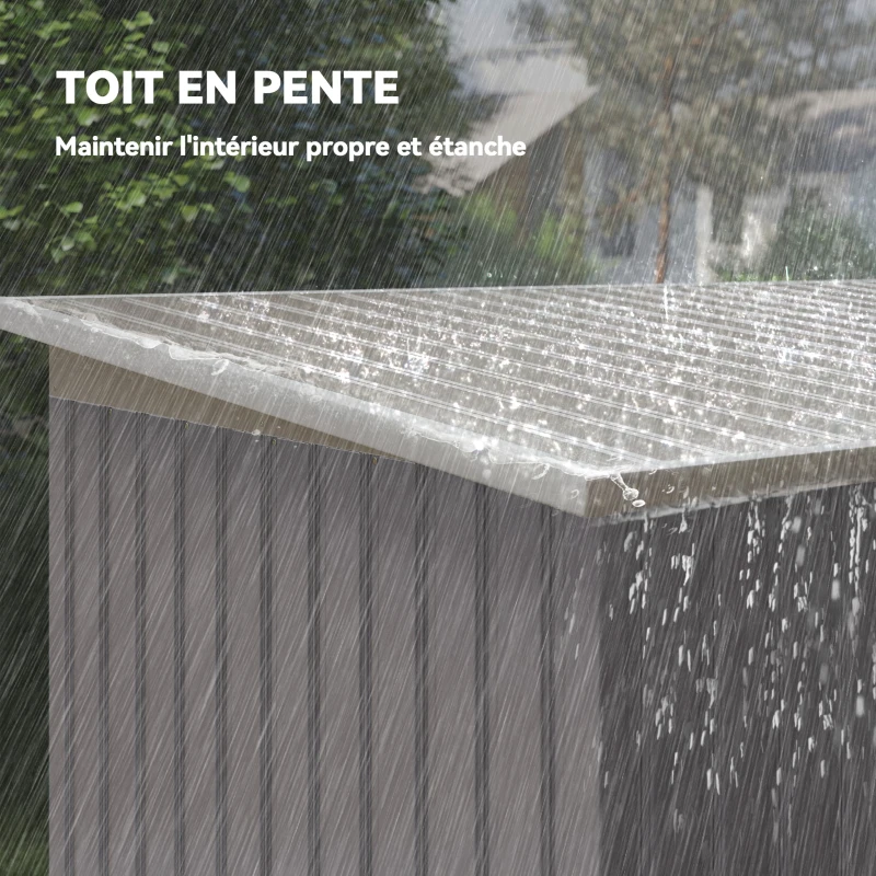 Outsunny Abri de jardin 3,6 m² remise à outils avec kit de fondation en acier galvanisé 280 x 130 x 172 cm, gris clair