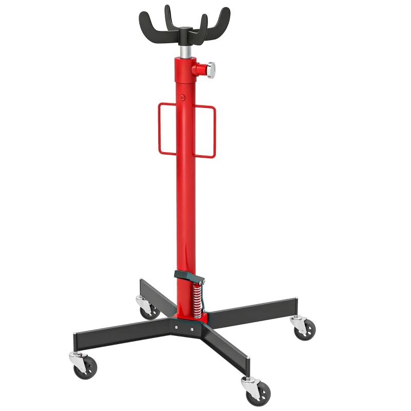 HOMCOM Gato de foso hidráulico, gato de elevación 500 kg, con ruedas pivotantes y pedal, acero, 58 x 58 x 110-191,5 cm rojo