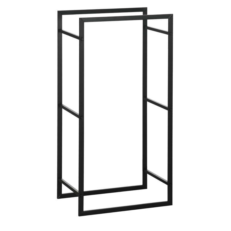 Outsunny Porte bûches range bûches vertical en métal intérieur extérieur 50 x 30 x 100 cm noir