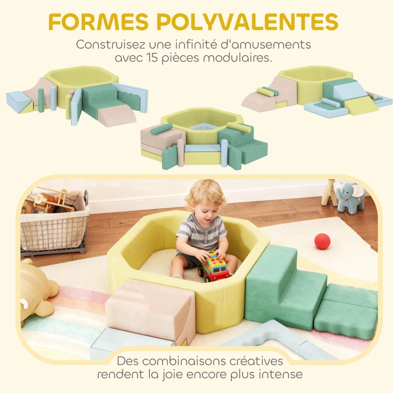 AIYAPLAY Parcours motricité bébé module motricité bébé avec piscine à balles housse lavable 160 x 137,5 x 30 cm multicolore