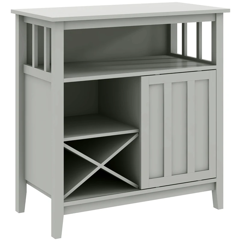 HOMCOM Meuble buffet avec range bouteille, porte coulissante, 2 rangées porte-verre et niche ouverte 80L x 40l x 82H cm