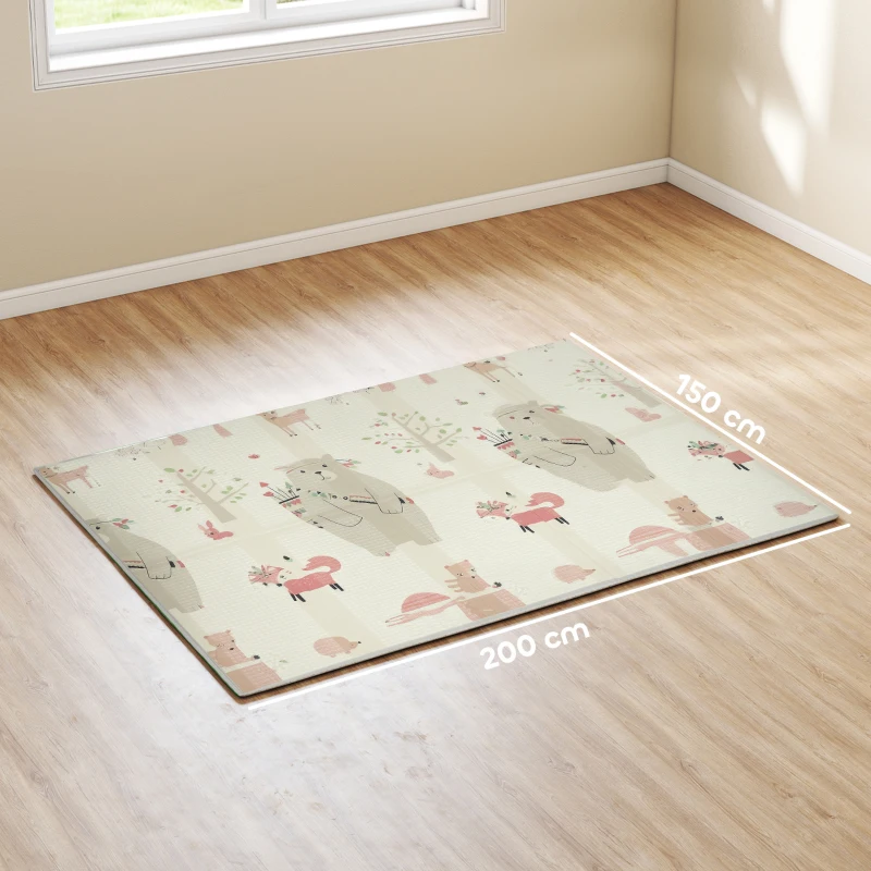 AIYAPLAY Tapis de jeu pour bébé pliable et réversible, tapis de sol en mousse épais, 195 x 146,5 x 1,5 cm, multicolore
