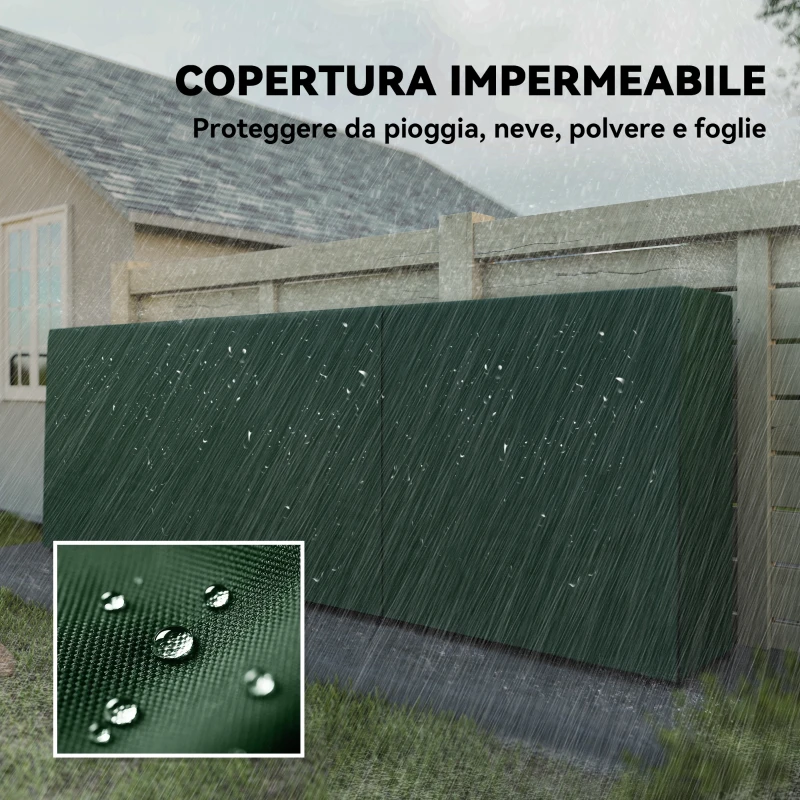 Outsunny Portalegna da 1m³ Regolabile con Telo Impermeabile in PE, in Metallo, 300x36x99 cm, Nero e Verde Scuro