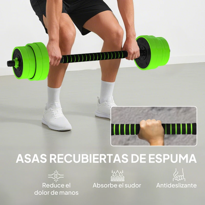 SPORTNOW Juego de Mancuernas Ajustables 30 kg 4 en 1 como Kettlebell Barra Mancuernas Soporte para Flexiones para Gimnasio Casa