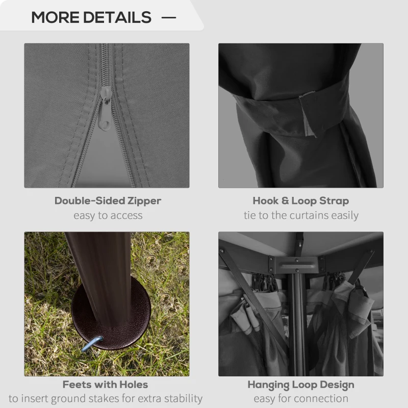 Outsunny 3 x 3(m) Patio Gazebo Canopy Garden Pavilion Tent Shelter Marquee with 2 Tier Water Repellent Roof, Mosquito Netting and Curtains, Aluminium Frame, Dark Grey