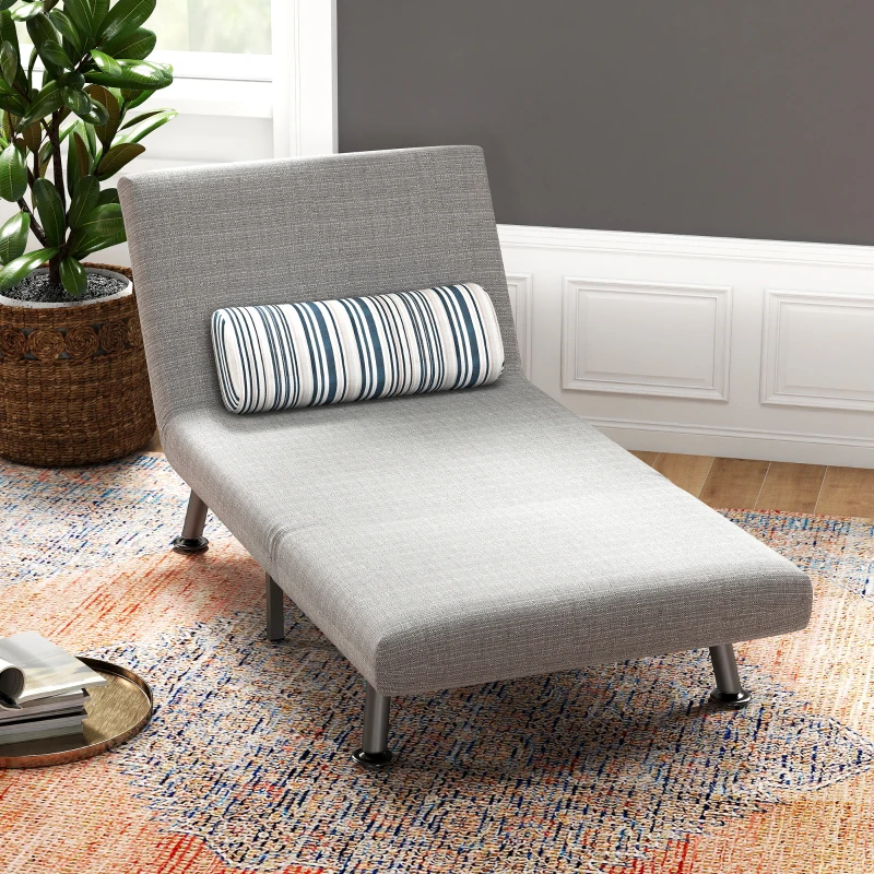 HOMCOM Fauteuil convertible 3 en 1 chauffeuse lit 1 place avec coussin gris