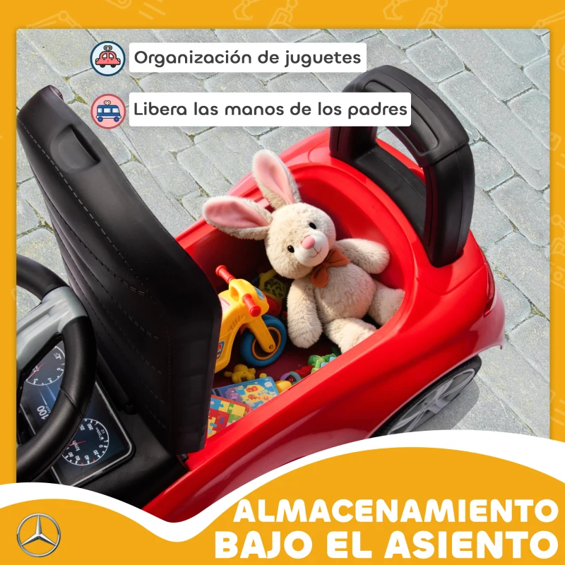 AIYAPLAY Correpasillos para Niños de 18-36 Meses Mercedes-Benz Clase C con Bocina Sonidos de Motor y Espacio de Almacenaje Rojo