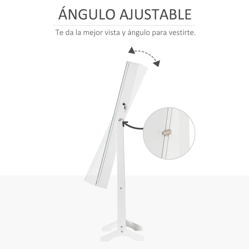 HOMCOM Armario de Joyería con Tira de Luces LED Cerradura Magnética y Estantes Ranuras para Anillos 46x36,5x151,5 cm Blanco