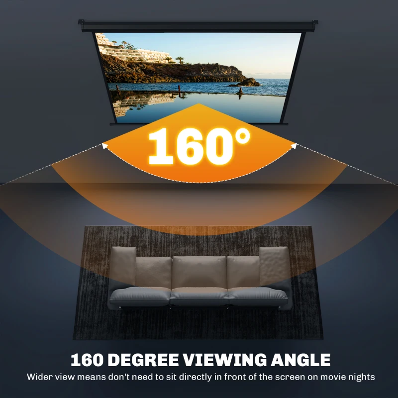 HOMCOM Telo per Proiettore 84" Formato 4:3, Angolo di 160° e Montaggio a Soffitto o Parete, Nero