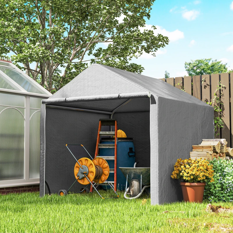 Outsunny Abri de jardin 2 x 2 x 2 m abri vélo extérieur avec cadre en acier galvanisé, imperméable et résistant aux UV - gris