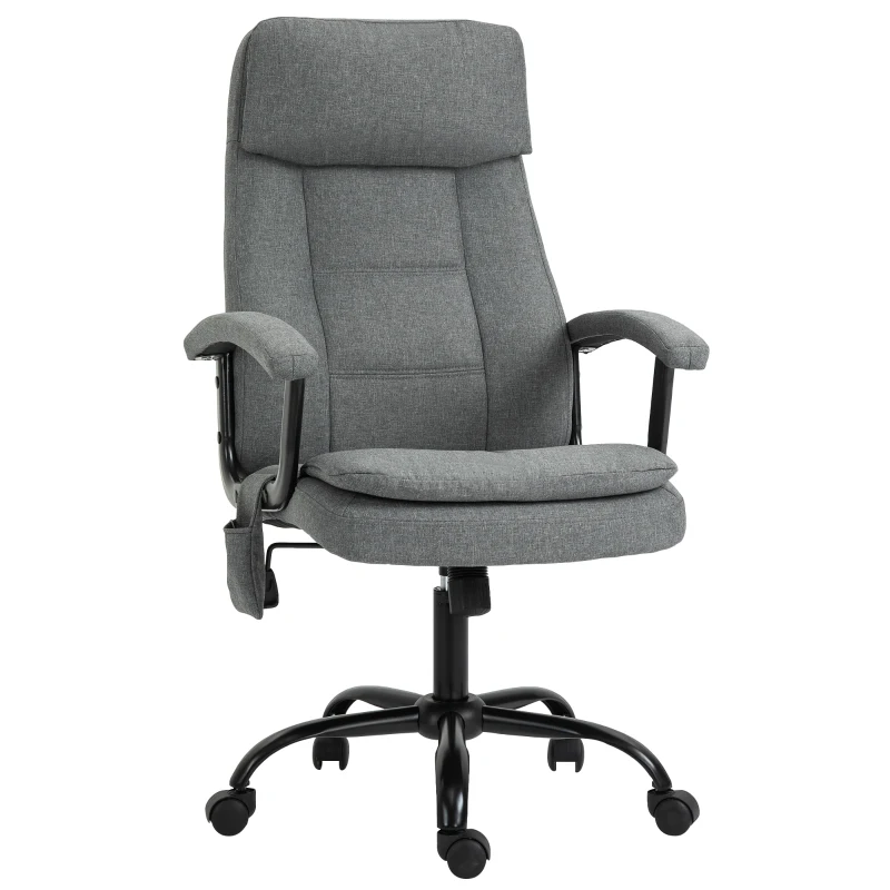 Vinsetto Fauteuil de bureau massant fauteuil bureau ergonomique confortable siège hauteur réglable tissu lin gris
