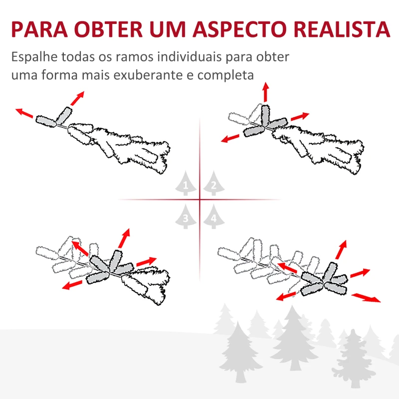 HOMCOM Árvore de Natal Artificial 210 cm Ignífugo com 199 Ramos de PVC Decoração de Natal para Interiores Branco