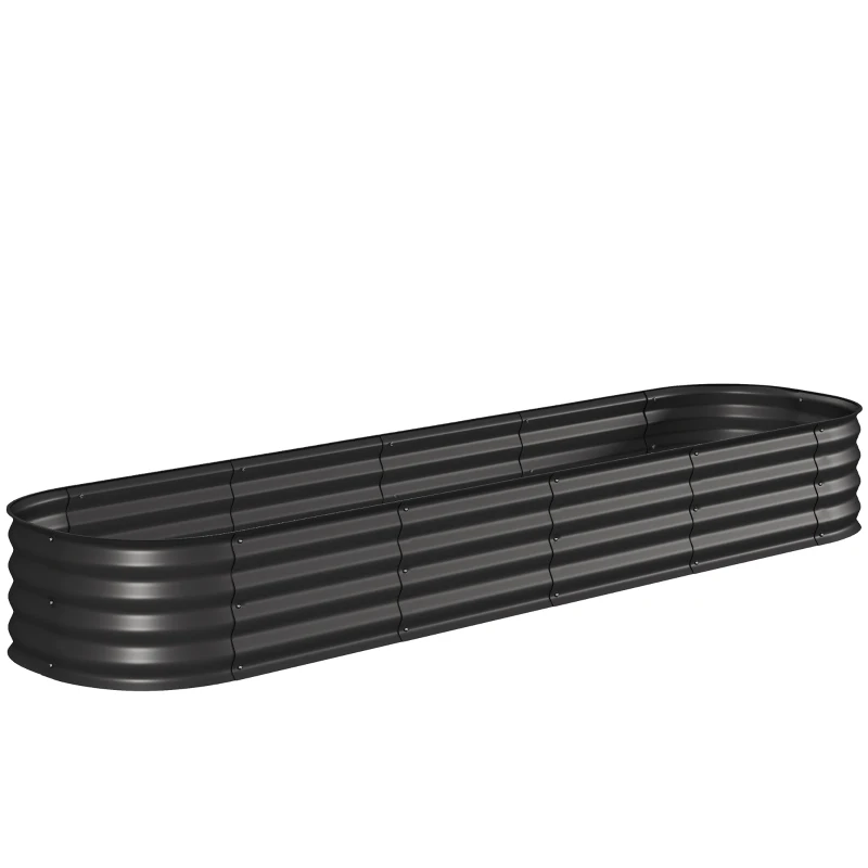 Outsunny Jardinière surélevée carré potager de jardin en acier modulable pour légumes, plantes, fleurs, dim. 240 x 62 x 30cm