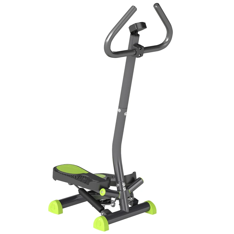 HOMCOM Stepper avec guidon stepper fitness appartement écran LCD résistance réglable acier gris vert noir